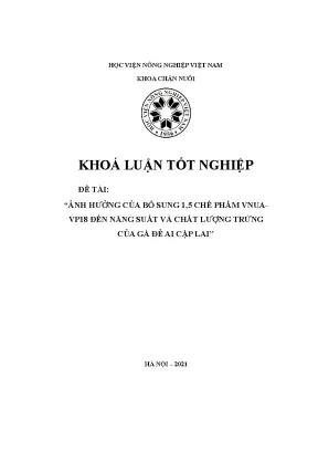 Ảnh Hưởng Của Chế Phẩm VNUA-VP18 Đến Năng Suất Và Chất