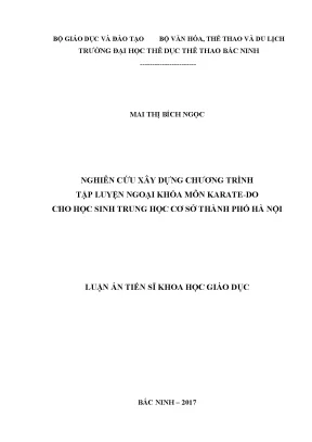 Chương Trình Tập Luyện Ngoại Khóa Karate-Do Cho Học Sinh 