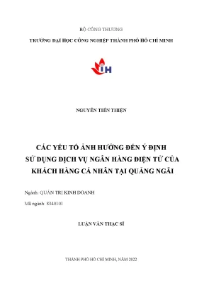 Yếu Tố Ảnh Hưởng Đến Ý Định Sử Dụng Dịch Vụ Ngân Hàng