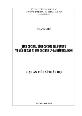Luận Án Tiến Sĩ Toán Học: Nghiên Cứu Về Các Hàm Phức và