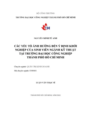 Yếu Tố Ảnh Hưởng Đến Ý Định Khởi Nghiệp Của Sinh Viên 
