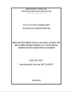 Giải Pháp Nâng Cao Chất Lượng Tín Dụng Đối Với Hộ Nghèo