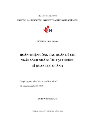 Nâng cao Quản Lý Chi Ngân Sách Nhà Nước Tại Trường Sĩ