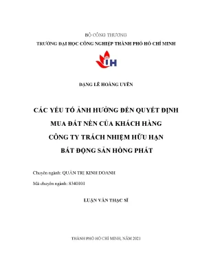 Các Yếu Tố Ảnh Hưởng Đến Quyết Định Mua Đất Nền Tại Công