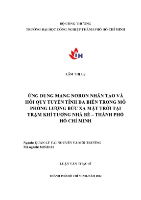 Mô Phỏng Lượng Bức Xạ Mặt Trời Tại Trạm Khí Tượng Nhà Bè