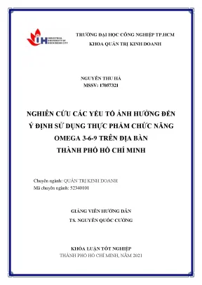 Nghiên Cứu Yếu Tố Ảnh Hưởng Đến Ý Định Sử Dụng Thực Phẩm