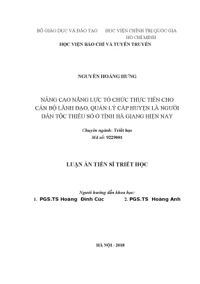 Nâng Cao Năng Lực Tổ Chức Cho Cán Bộ Lãnh Đạo Dân Tộc