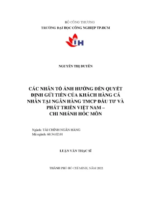 Các yếu tố quyết định gửi tiền của khách hàng cá nhân