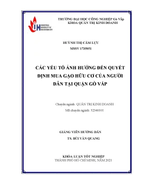 Các Yếu Tố Ảnh Hưởng Đến Quyết Định Mua Gạo Hữu Cơ Tại 