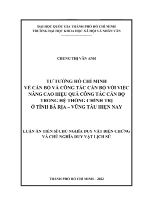 Nâng Cao Hiệu Quả Công Tác Cán Bộ Theo Tư Tưởng Hồ Chí 