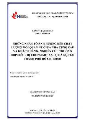 Những Nhân Tố Ảnh Hưởng Đến Chất Lượng Mối Quan Hệ Giữa