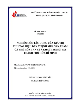 Tác Động Của Giá Trị Thương Hiệu Đến Ý Định Mua Cà Phê