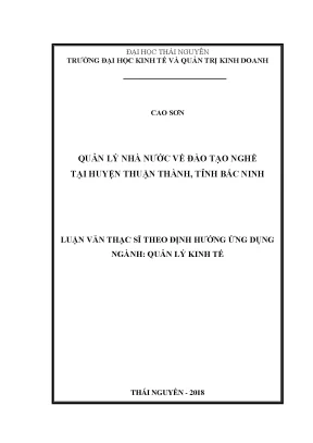 Quản Lý Nhà Nước Về Đào Tạo Nghề Tại Huyện Thuận Thành,