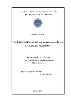 Nghiên cứu tính giải nghĩa của hệ mờ trong ngữ nghĩa thực tế