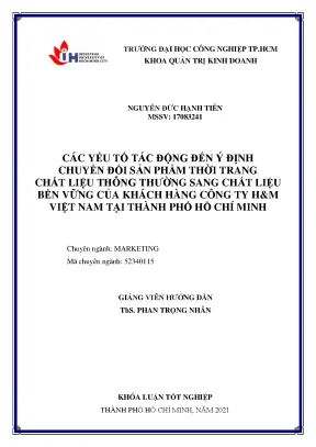 Yếu Tố Tác Động Đến Ý Định Chuyển Đổi Sản Phẩm Thời