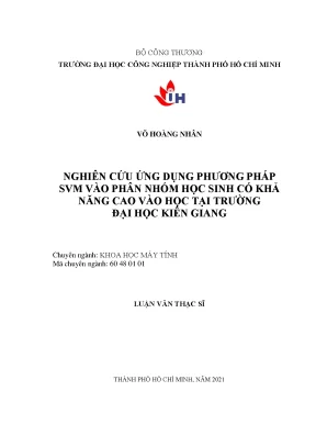 Nghiên Cứu Ứng Dụng Phương Pháp SVM Trong Phân Nhóm Học 