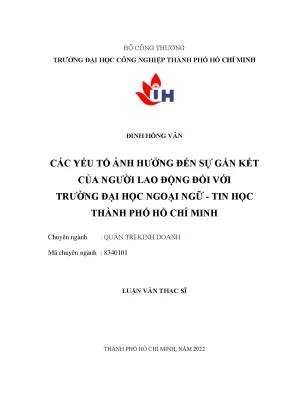 Yếu Tố Ảnh Hưởng Đến Sự Gắn Kết Của Người Lao Động Tại