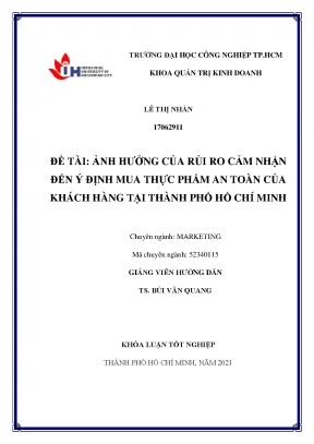 Ảnh Hưởng Của Rủi Ro Cảm Nhận Đến Ý Định Mua Thực Phẩm