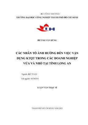 Những Nhân Tố Ảnh Hưởng Đến Vận Dụng Kế Toán Quản Trị