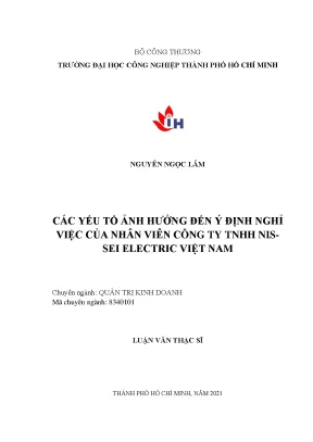 Các Yếu Tố Ảnh Hưởng Đến Ý Định Nghỉ Việc Của Nhân Viên