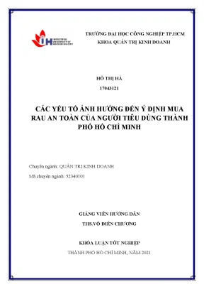 Yếu Tố Ảnh Hưởng Đến Ý Định Mua Rau An Toàn Tại TP.HCM