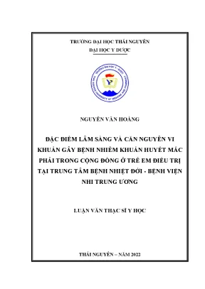 Đặc điểm lâm sàng và nguyên nhân gây nhiễm khuẩn huyết ở
