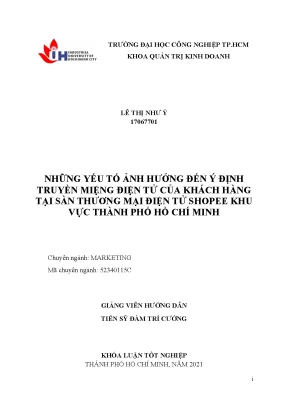 Yếu Tố Ảnh Hưởng Đến Ý Định Truyền Miệng Điện Tử Của