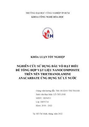Tổng hợp vật liệu nanocomposite từ dầu vỏ hạt điều ứng