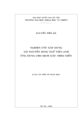 Nghiên Cứu Tài Nguyên Song Ngữ Việt-Anh Cho Dịch Máy