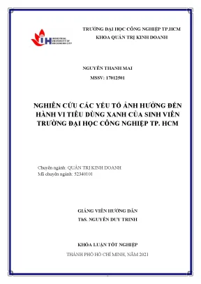 Nghiên Cứu Hành Vi Tiêu Dùng Xanh Của Sinh Viên Tại