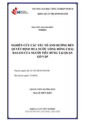Nghiên Cứu Yếu Tố Ảnh Hưởng Đến Quyết Định Mua Nước Uống