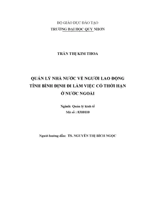 Quản Lý Nhà Nước Về Người Lao Động Tỉnh Bình Định Đi Làm