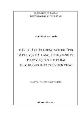 Đánh Giá Chất Lượng Môi Trường Đất Huyện Hải Lăng, Quảng Trị