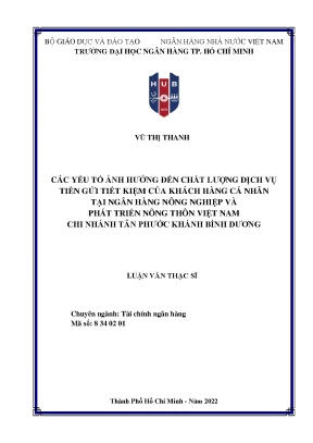 Yếu Tố Ảnh Hưởng Đến Chất Lượng Dịch Vụ Tiền Gửi Tiết