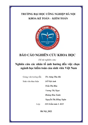 Nghiên Cứu Các Nhân Tố Ảnh Hưởng Đến Việc Chọn Ngành Học