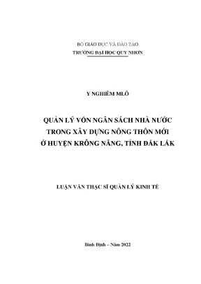 Quản Lý Vốn Ngân Sách Nhà Nước Trong Xây Dựng Nông Thôn