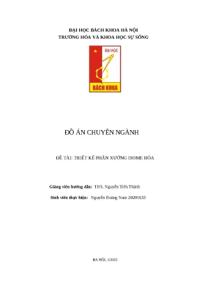 Thiết Kế Phân Xưởng Isome Hóa: Đồ Án Chuyên Ngành