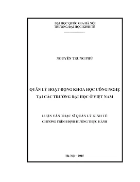 Quản Lý Hoạt Động Khoa Học Công Nghệ Tại Các Trường Đại