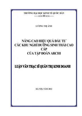 Nâng Cao Hiệu Quả Đầu Tư Các Khu Nghỉ Dưỡng Sinh Thái