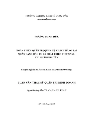 Hoàn thiện quản trị quan hệ khách hàng tại BIDV Hà Tây