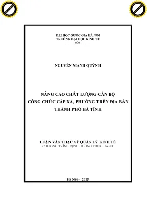 Nâng Cao Chất Lượng Cán Bộ Công Chức Cấp Xã, Phường Tại