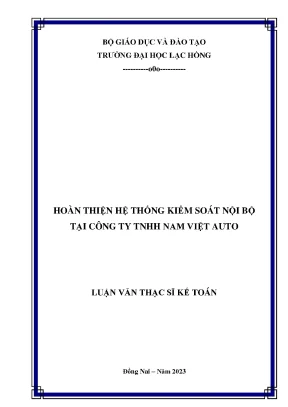 Hoàn thiện hệ thống kiểm soát nội bộ tại Công ty TNHH
