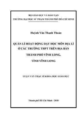 Quản Lý Hoạt Động Dạy Học Môn Địa Lí Tại Trường THPT