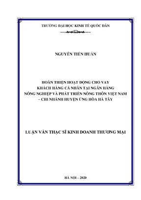 Hoàn thiện hoạt động cho vay khách hàng cá nhân tại Ngân