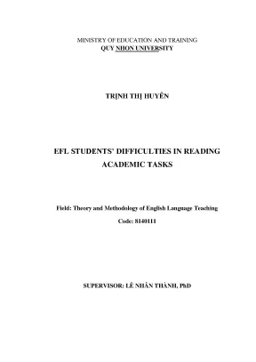 Khó Khăn Của Sinh Viên EFL Trong Việc Đọc Hiểu Các Bài