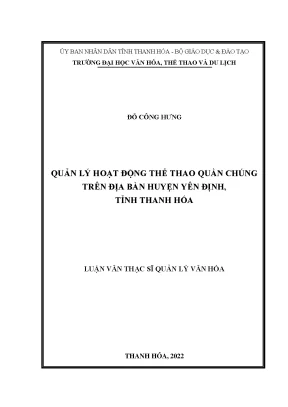 Quản Lý Hoạt Động Thể Thao Quần Chúng Tại Huyện Yên 