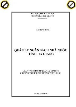Quản Lý Ngân Sách Nhà Nước Tỉnh Hà Giang: Thực Trạng và