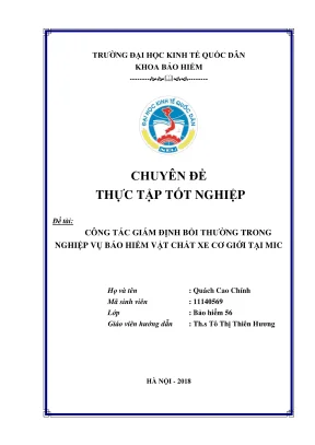 Công Tác Giám Định Bồi Thường Trong Bảo Hiểm Vật Chất Xe