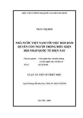 Bảo Đảm Quyền Con Người Trong Điều Kiện Hội Nhập Quốc Tế 