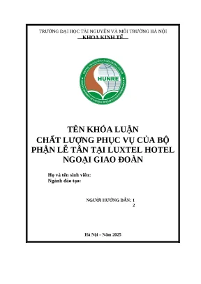 Nâng cao chất lượng phục vụ lễ tân tại Luxtel Hotel